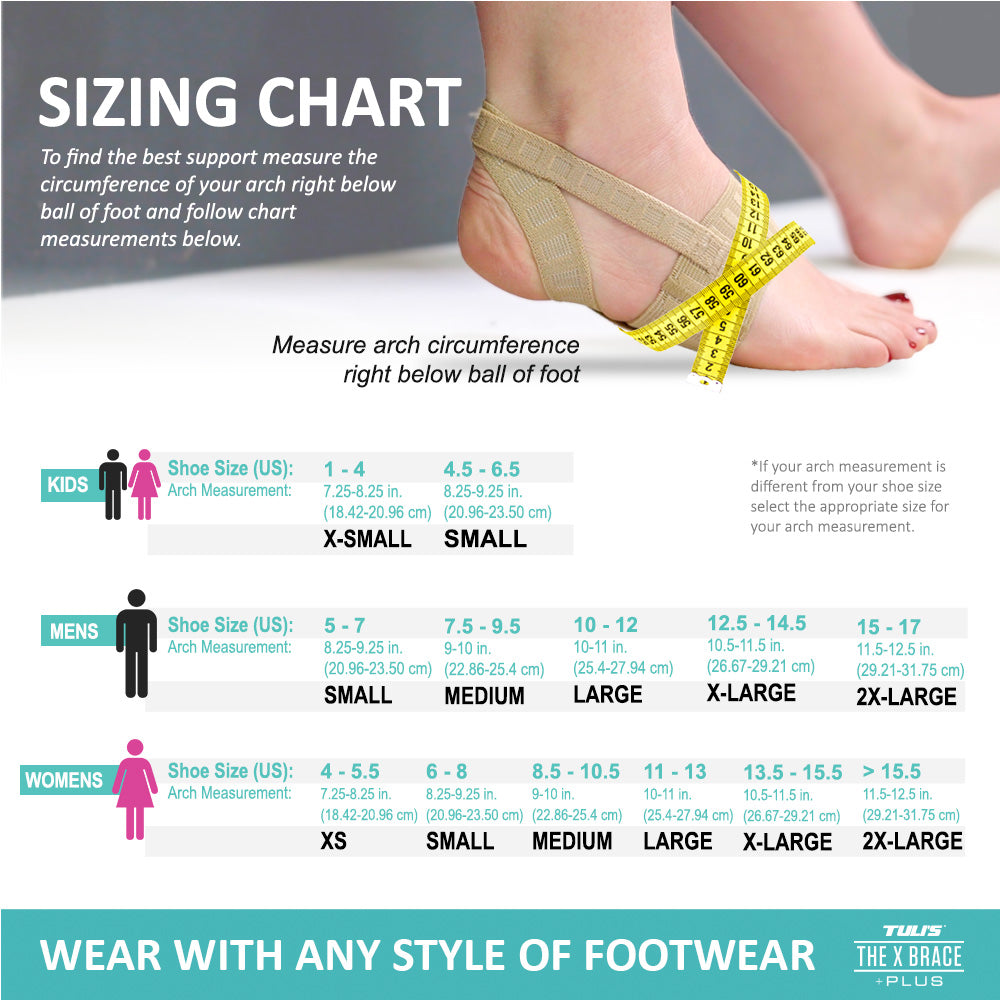 Tuli's The X Brace PLUS sizing chart
