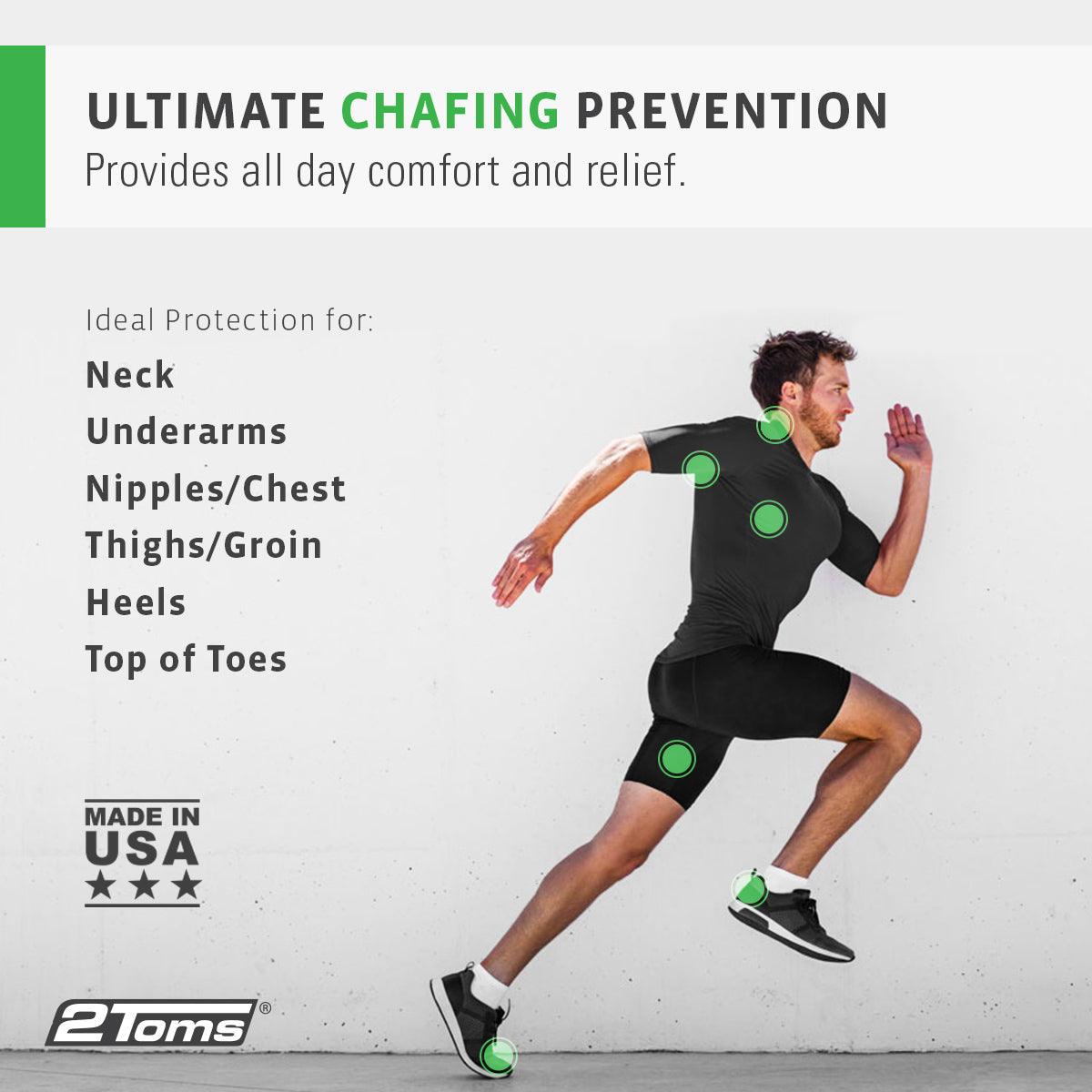 SportShield ultimate chafing prevention for neck, underarms, nipples, chest, groin, thighs, heels, top of toes
