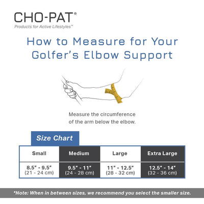 How to measure for your golfer's elbow support: measure the circumference of the arm below the elbow