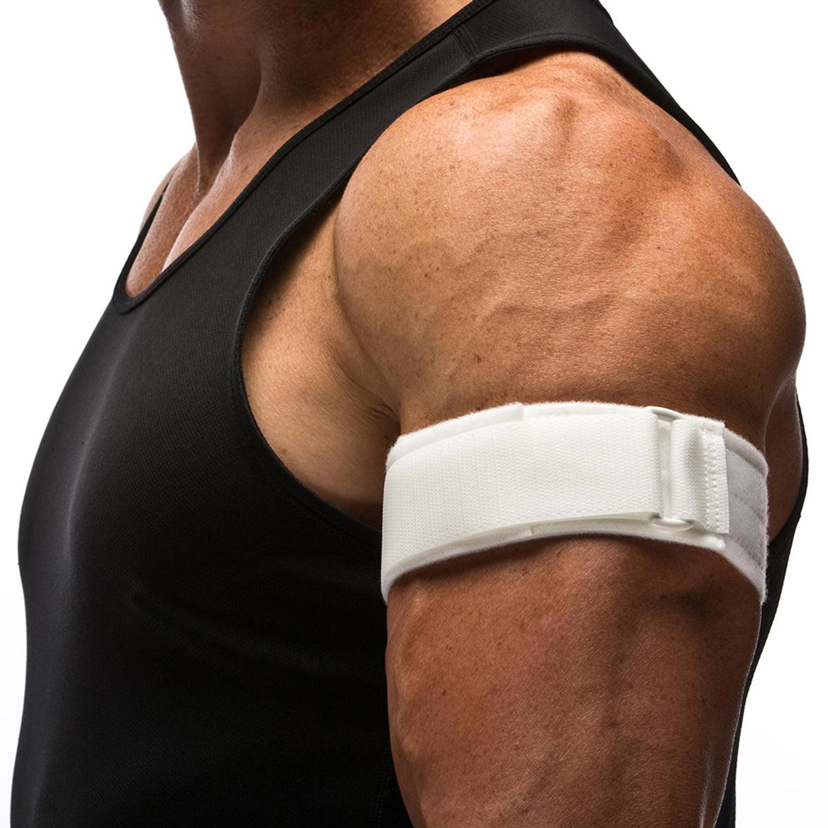 Man wearing the Cho-Pat Upper Arm Strap