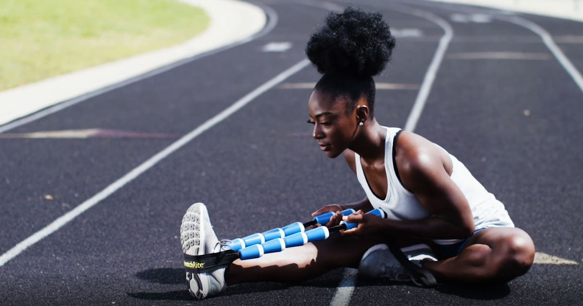 Runner stretching with StretchRite Stretching Strap