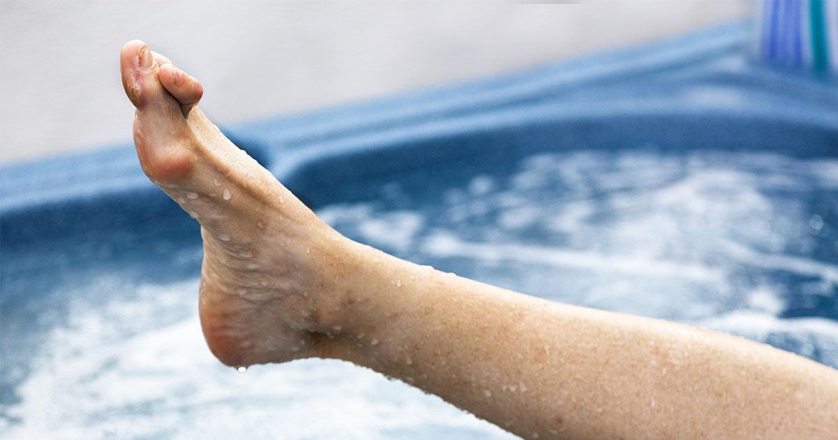 Foot with hammertoe by the pool