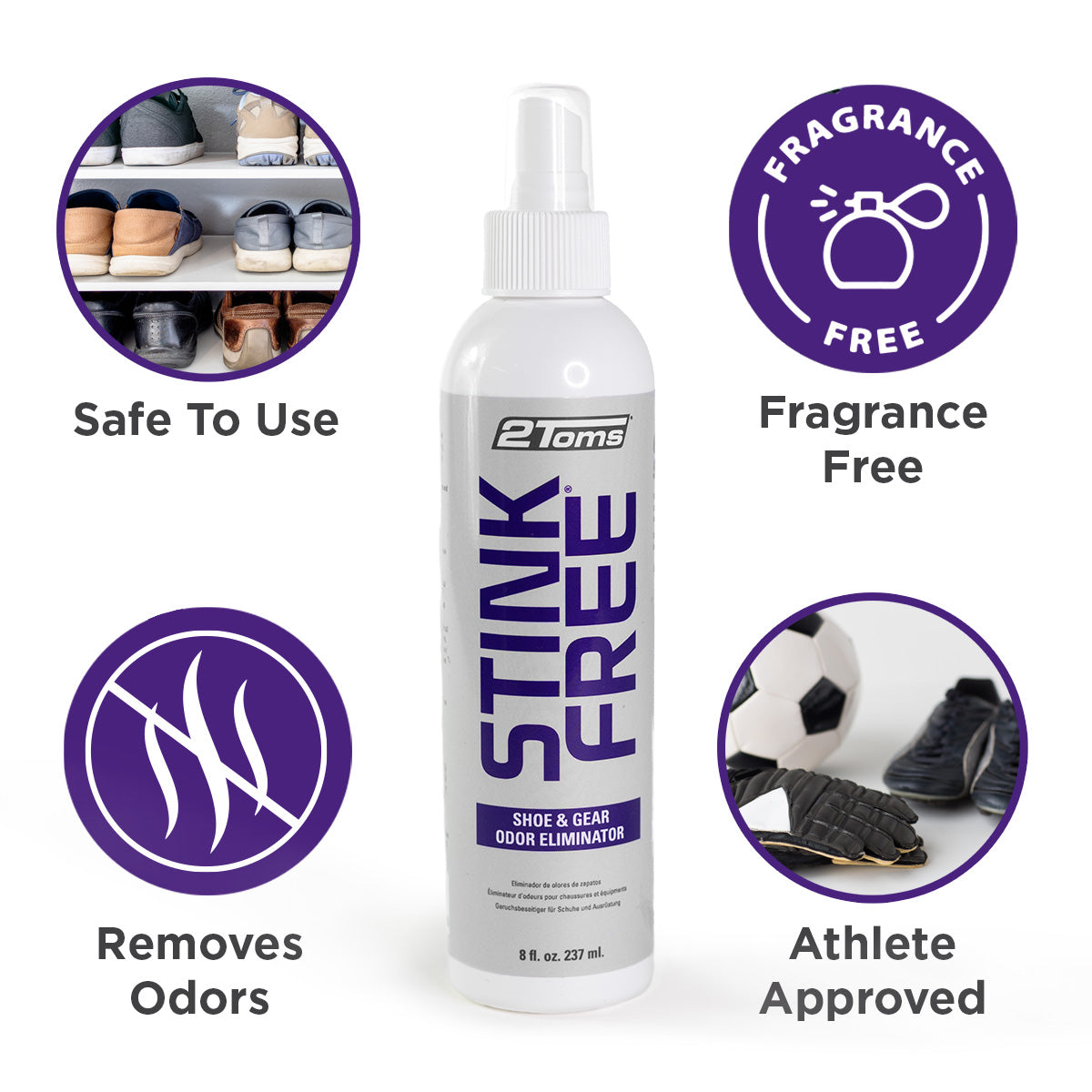 Fight Stinky Shoe Odor Spray & Gear - 2Toms® Stink Free®