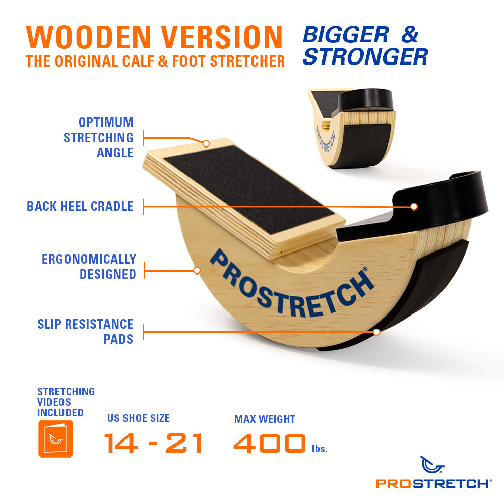ProStretch® Original Wood Calf Stretcher, Single for Pain Prevention
