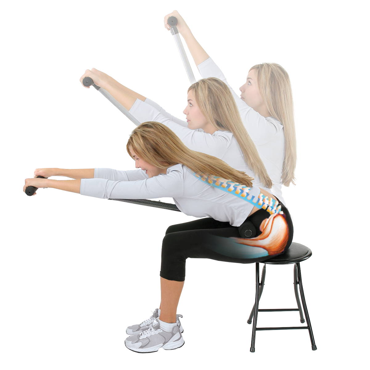 Lady stretching using CoreStretch for lower back pain relief