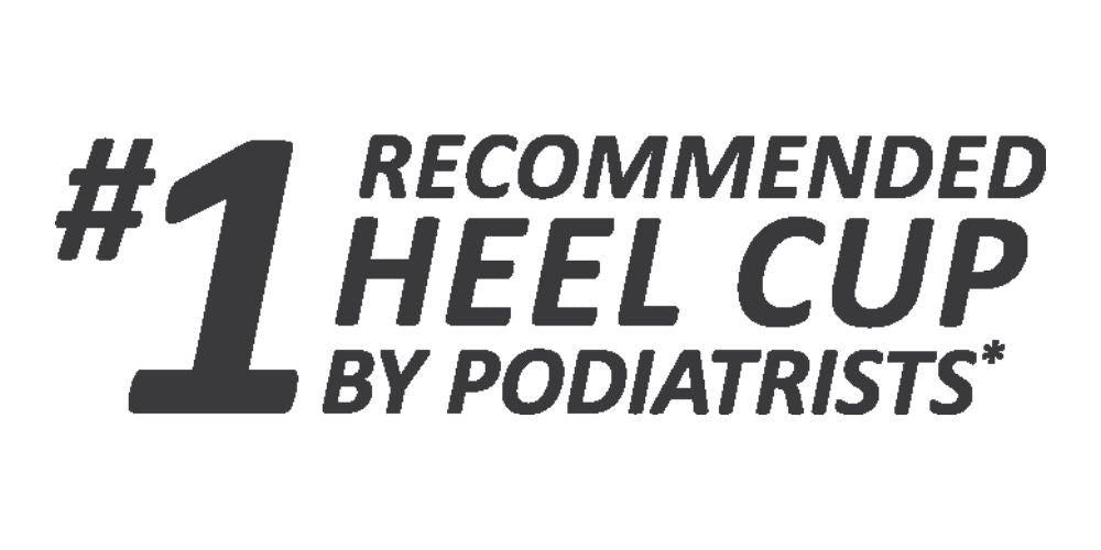 Graphic displaying “#1 recommended heel cup by podiatrists”.