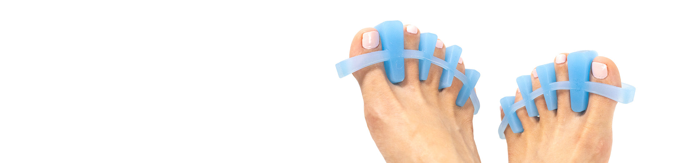 Tuli’s Soft Moves Adjustable Toe Separators worn on toes to support toe alignment.