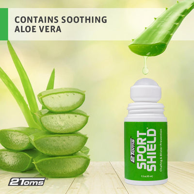 SportShield contains soothing aloe vera to help with skin chafing and blisters