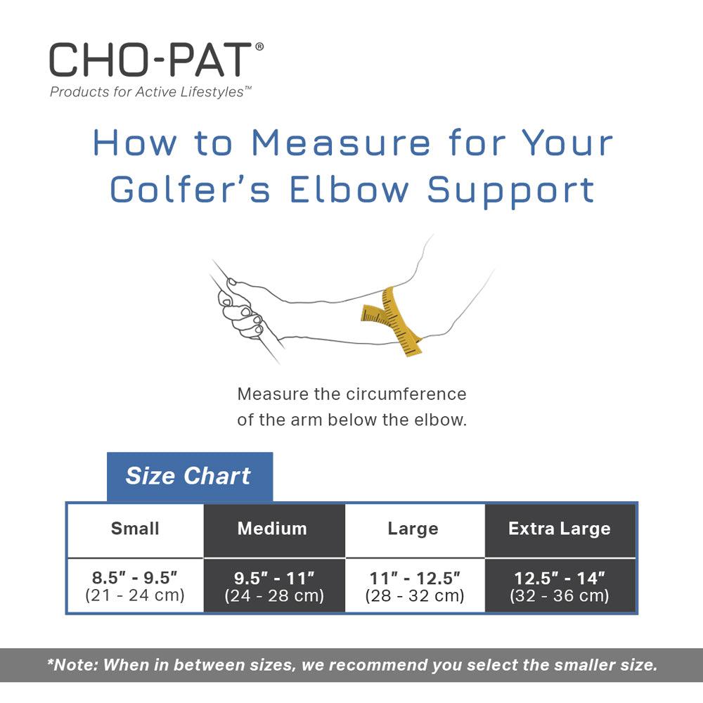 How to measure for your golfer's elbow support: measure the circumference of the arm below the elbow