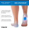 Tuli's Dual Density Heel Cups offer heel spur relief reducing the amount of pressure applied to your feet