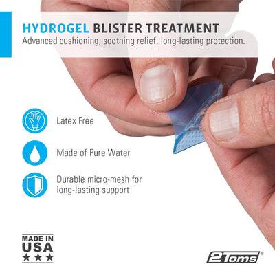 Close up of hand opening a Skin-on-Skin hydrogel blister treatment square