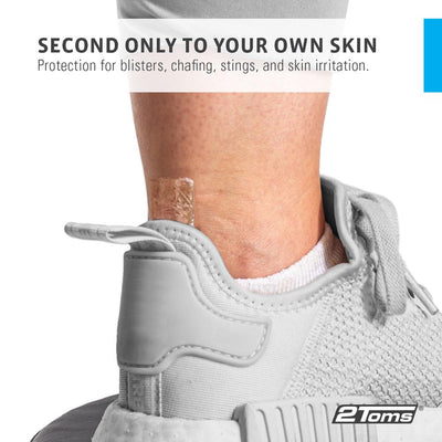 Foot with 2Toms Skin-on-Skin hydrogel pad on functioning as second only to the skin