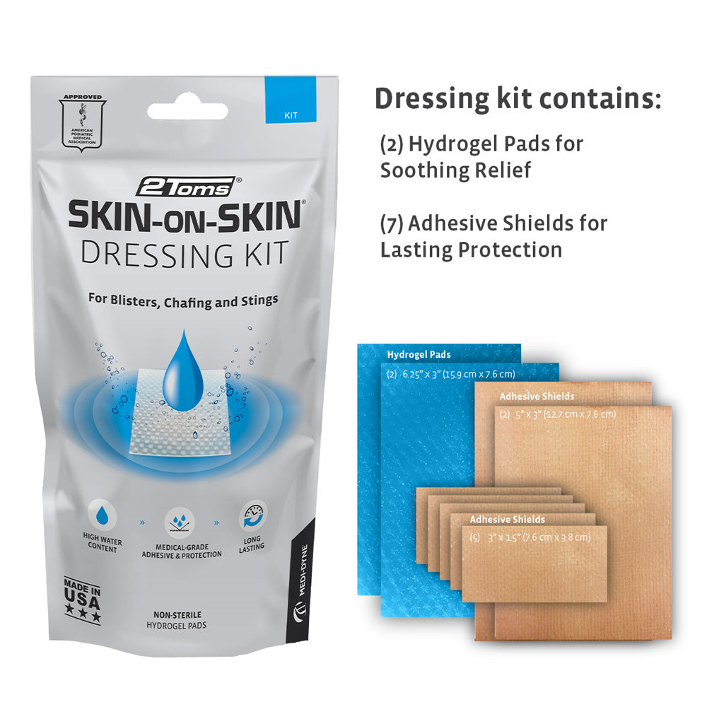 2Toms Skin-on-Skin Dressing Kit - Medical Grade Adhesive Bandages - Blisters, Stings, Chafing & Skin Irritations (All Day Wear)