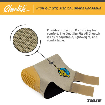 Tulis Cheetah One Size fits all features a high quality, medical grade neoprene sleeve making it lightweight and confortable
