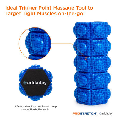 ProStretch Addaday Hexi mini foam roller is the ideal triger point massage tool to target tight muscles on-the-go!!