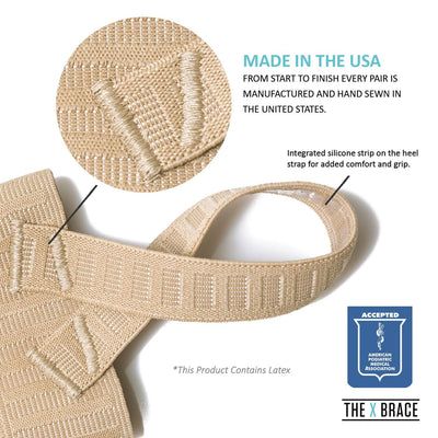 The Original X Brace for Sever's Disease, Plantar Fasciitis and heel Pain, logo free, with APMA seal of acceptance logo, made in usa