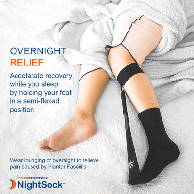 Lady sleeping on bed wearing a ProStretch NightSock
