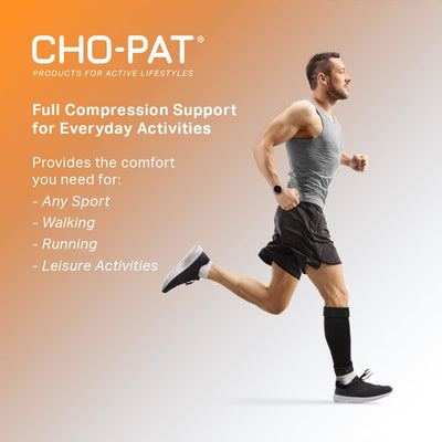 Male runner wearing the Cho-Pat Shin Splint Compression Sleeve