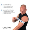 man adjusting the Cho-Pat Upper Arm Strap